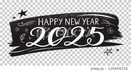 HAPPY NEW YEAR 2025 on white background 120449356