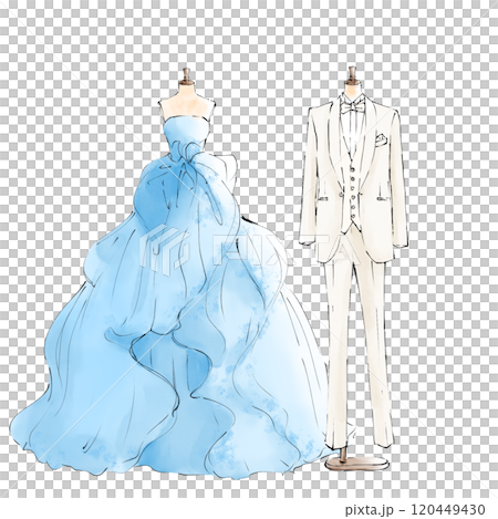 Light blue dress and tuxedo wedding 120449430