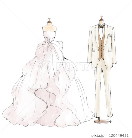 ウェディングドレスとタキシード ウェディングドレスとタキシード 120449431
