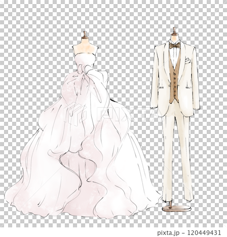 ウェディングドレスとタキシード ウェディングドレスとタキシード 120449431