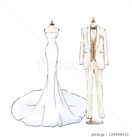 マーメイドドレスとタキシード ウェディング マーメイドドレスとタキシード ウェディング 120449433