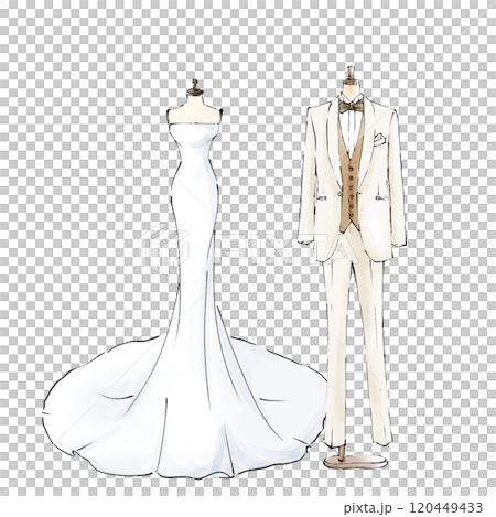 マーメイドドレスとタキシード ウェディング マーメイドドレスとタキシード ウェディング 120449433