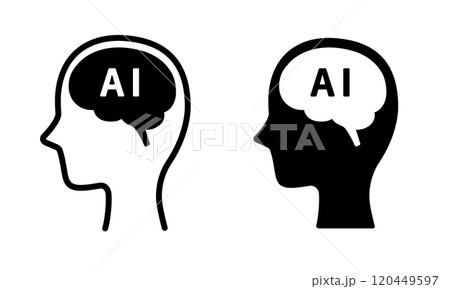 AI、人工知能を表す頭部のアイコン 120449597