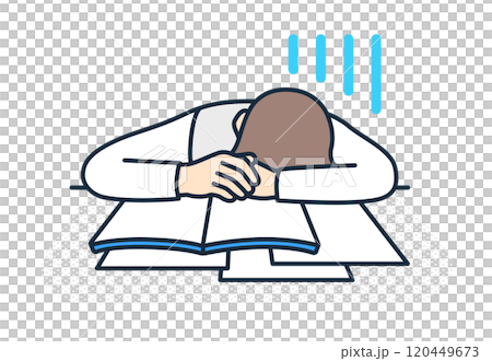 一個厭倦學習的女孩。一個跟不上課堂進度的學生。一名高中女生的插圖。 一個厭倦學習的女孩。一個跟不上課堂進度的學生。一名高中女生的插圖。 120449673