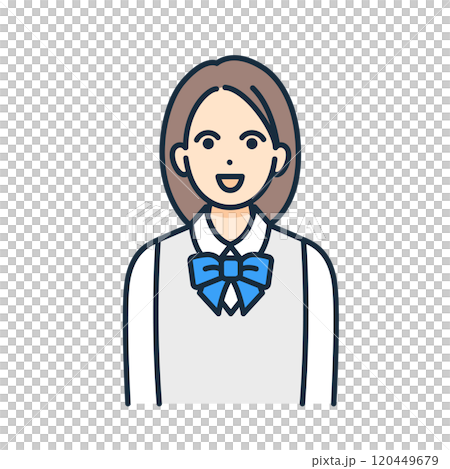 Vector illustration of a high school girl wearing a blazer uniform. 120449679