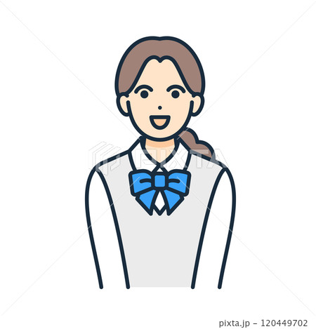 笑顔の女の子。ブレザーを着た女子学生のベクターイラスト素材。 120449702