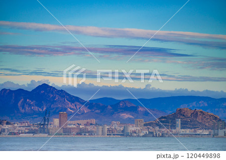 Coast landscape with Alicante city on horizon 120449898