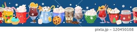 Winter hot drinks seamless pattern vector illustration 120450108