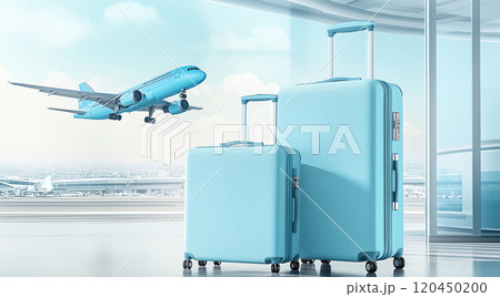 旅行イメージ　飛行機で飛び立つ 120450200