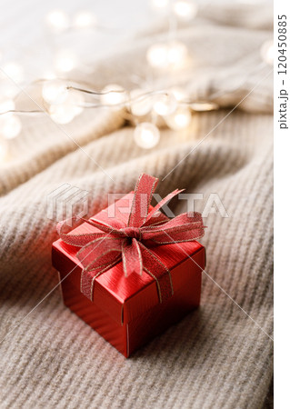 Artisan gift box on soft sweater Artisan gift box on soft sweater 120450885