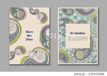 Two greeting cards set with paisley motifs Two greeting cards set with paisley motifs 120450996