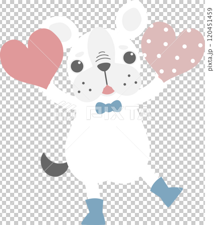 cute and lovely dog holding heart, happy valentines day, birthday, love concept, flat png illustration cartoon character costume design 120451459