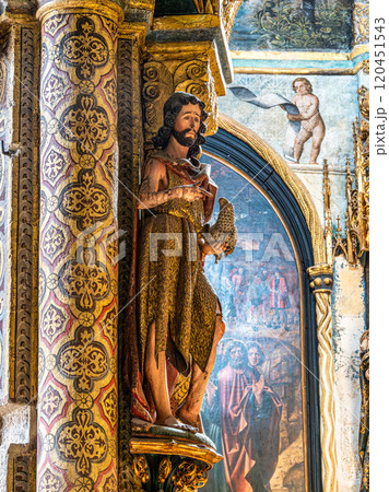 Tomar, Portugal - Mar 12, 2024: The Charola of the Convent of Christ, magnificent Knights Templar architecture at Tomar 120451543