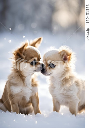 チワワ　犬　雪 120451588