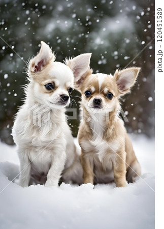 チワワ　犬　雪 120451589