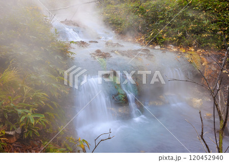 大湯沼川天然足湯:登別の自然と湯けむりを楽しむ散策路 大湯沼川天然足湯:登別の自然と湯けむりを楽しむ散策路 120452940