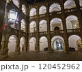 The arcaded inner courtyard of The Styrian Armoury (Landhaus building), a masterpiece of the Italian Renaissance, by night, in Graz, Steiermark, Austria 120452962
