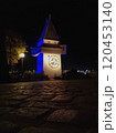 The famous Clock Tower (Grazer Uhrturm) on Shlossberg hill, Graz, Styria region, Austria, by night 120453140