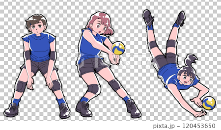 レシーブをする女の子のイラストセット 120453650