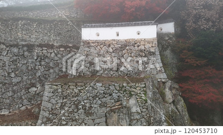 紅葉の天空の山城【備中松山城】ドローン空撮_TKBM_No01 紅葉の天空の山城【備中松山城】ドローン空撮_TKBM_No01 120453710