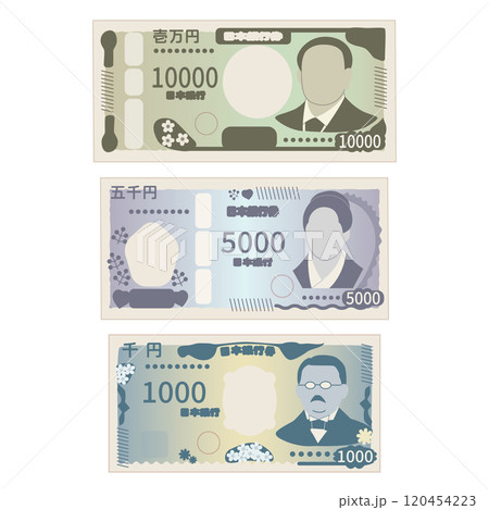 新紙幣（一万円、五千円、千円）のセット 120454223