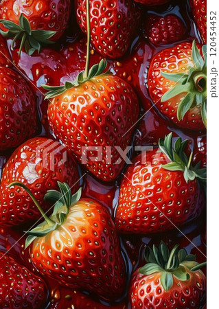 Colorful abstract pattern featuring red and black geometric shapes with highlights 120454452