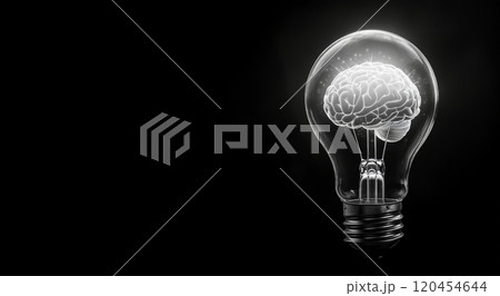 Creative light bulb design featuring a brain representing innovative thinking and ideas 120454644