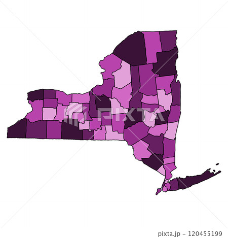 colourful map of New York State. New York Counties map, Newyork blank map for design ,copy space 120455199