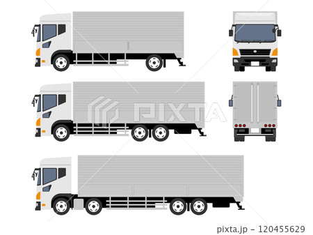 働く乗り物・車のイラストシリーズ~4t・大型トラック前後横 働く乗り物・車のイラストシリーズ~4t・大型トラック前後横 120455629