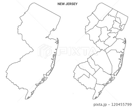 New Jersey outline County map set - illustration version 120455799