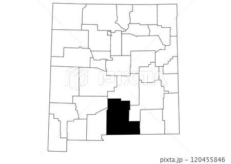 Map of Otero County in New Mexico state on white background. single County map highlighted by black color on New Mexico map. UNITED STATES, US Map of Otero County in New Mexico state on white background. single County map highlighted by black color on New Mexico map. UNITED STATES, US 120455846