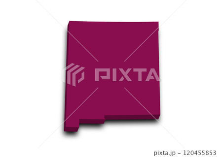 3d Map of New Mexico state with color. United State of America, US, United State 120455853