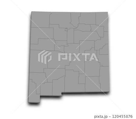 3d Map of New Mexico state with counties, color. United State of America, US, United State 3d Map of New Mexico state with counties, color. United State of America, US, United State 120455876