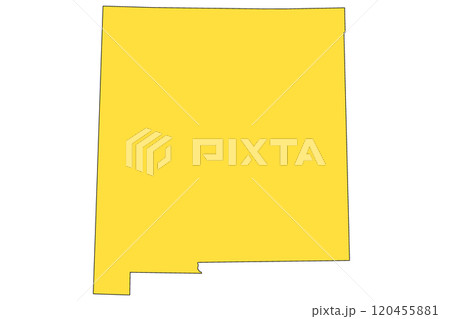 yellow New Mexico map on white 120455881