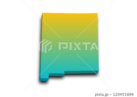 3d Map of New Mexico state with color. United State of America, US, United State 3d Map of New Mexico state with color. United State of America, US, United State 120455899
