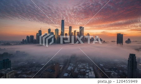 morning mist fog in the city 120455949