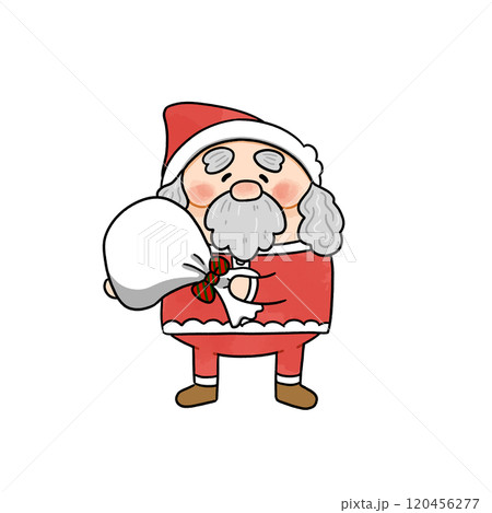 サンタさんのシンプルなデフォルメイラスト【背景なし】 120456277