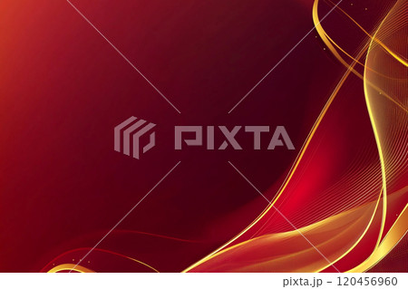 A red and gold wave patterned background with a red and gold color scheme.  120456960
