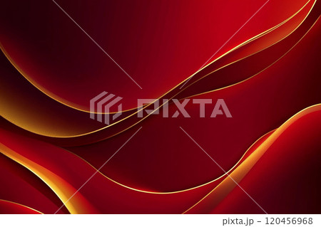 A red and gold wave patterned background with a red and gold color scheme.  120456968