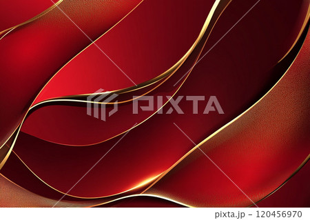 A red and gold wave patterned background with a red and gold color scheme.  120456970