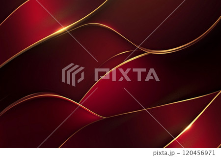 A red and gold wave patterned background with a red and gold color scheme.  120456971
