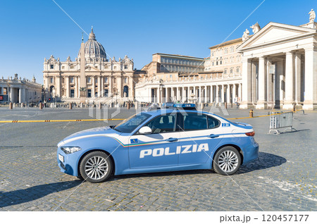 Italian police car near St. Peter's Square, Vatican, Rome 120457177