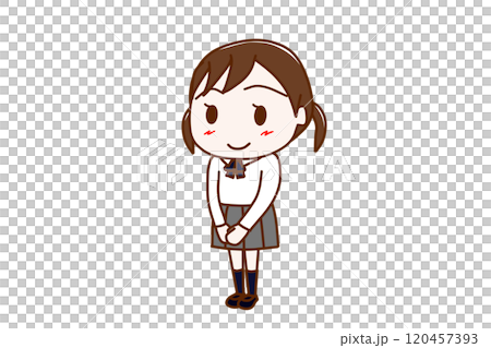 (Full-body shot) A female student standing up with a smile 120457393