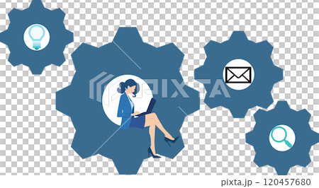 社会の歯車になるビジネスウーマンのイラスト 120457680