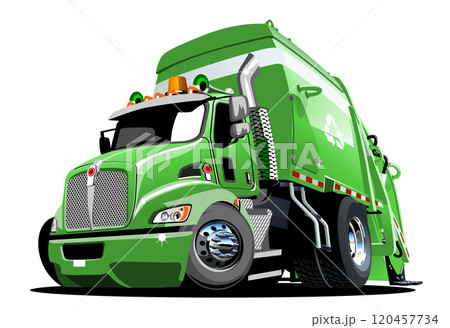 Vector Cartoon Garbage Truck Vector Cartoon Garbage Truck 120457734