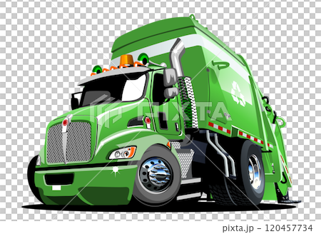 Vector Cartoon Garbage Truck Vector Cartoon Garbage Truck 120457734