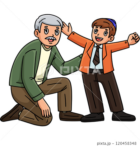 Bar Mitzvah Father Greeting Son Cartoon Clipart 120458348