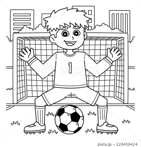 Male Soccer Player Goalkeeper Coloring Page  120458424