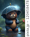 AIファンタジーイラスト　くまと雨模様 120458478