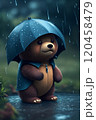AIファンタジーイラスト　くまと雨模様 120458479